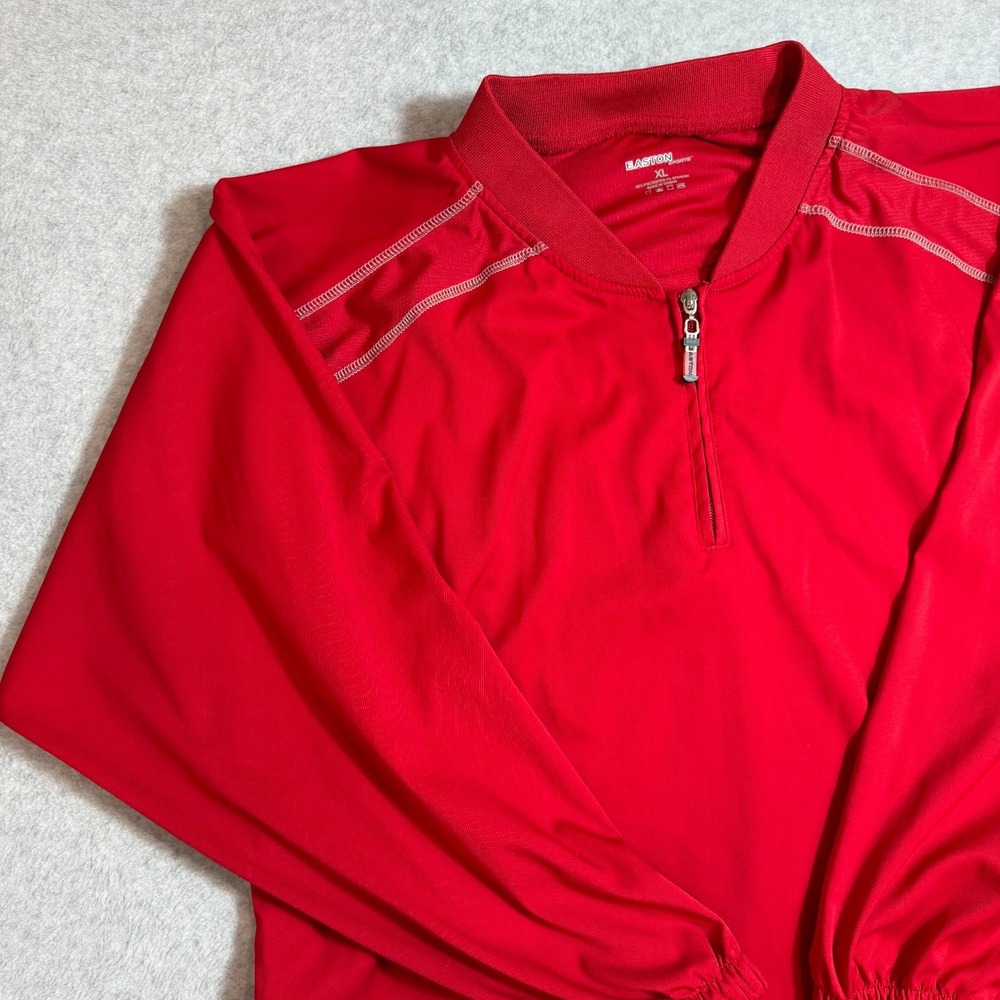 Easton Windbreaker Mens XL‎ Warm Up Jacket Red 1/4 Zip Baseball Pullover